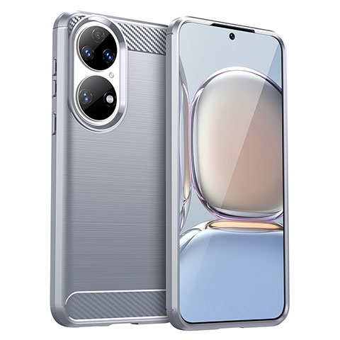 Funda Silicona Carcasa Goma Line para Huawei P50 Gris