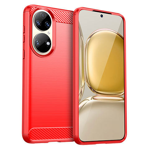 Funda Silicona Carcasa Goma Line para Huawei P50 Pro Rojo