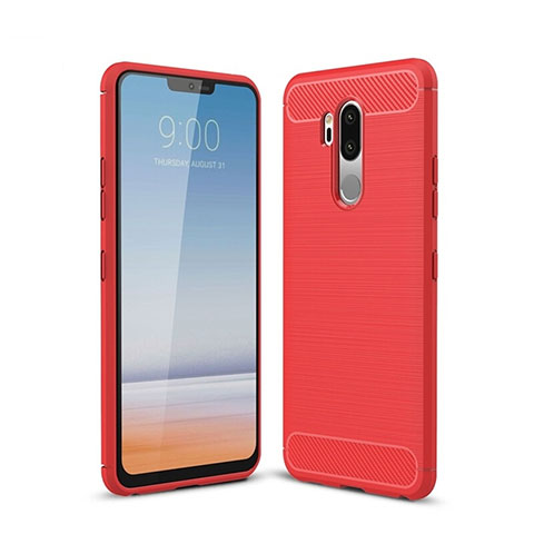 Funda Silicona Carcasa Goma Line para LG G7 Rojo