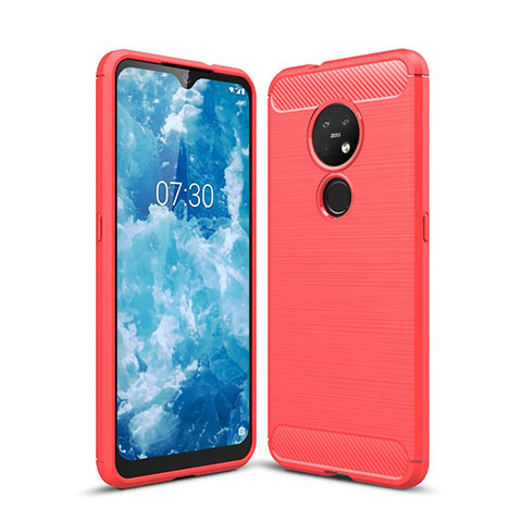 Funda Silicona Carcasa Goma Line para Nokia 7.2 Rojo