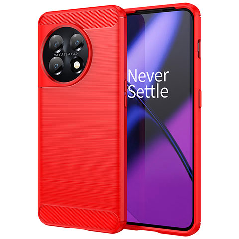 Funda Silicona Carcasa Goma Line para OnePlus 11 5G Rojo