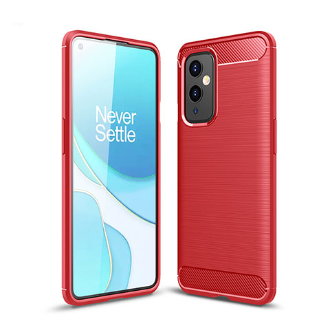 Funda Silicona Carcasa Goma Line para OnePlus 9 5G Rojo