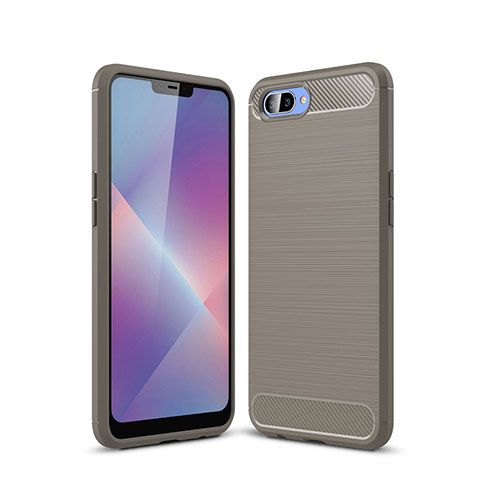 Funda Silicona Carcasa Goma Line para Oppo A12e Gris