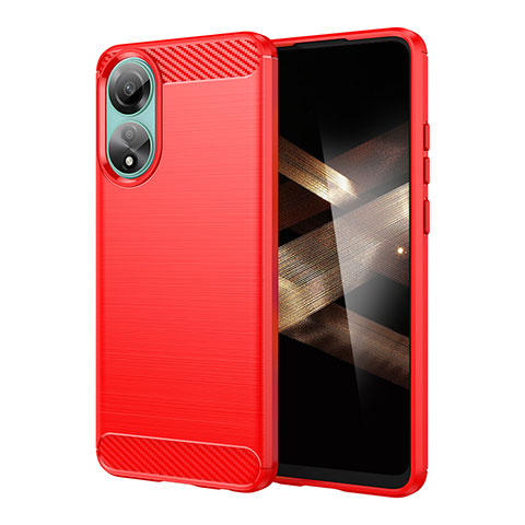 Funda Silicona Carcasa Goma Line para Oppo A78 4G Rojo