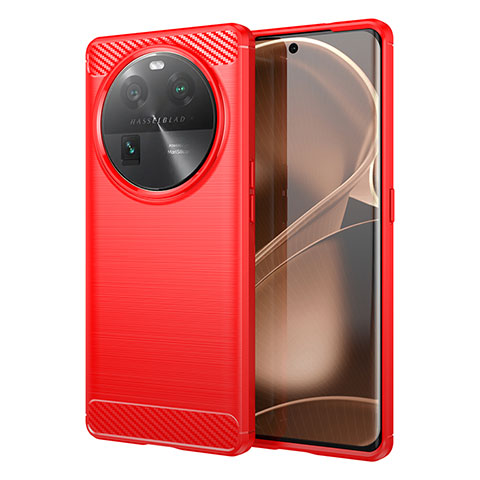 Funda Silicona Carcasa Goma Line para Oppo Find X6 5G Rojo