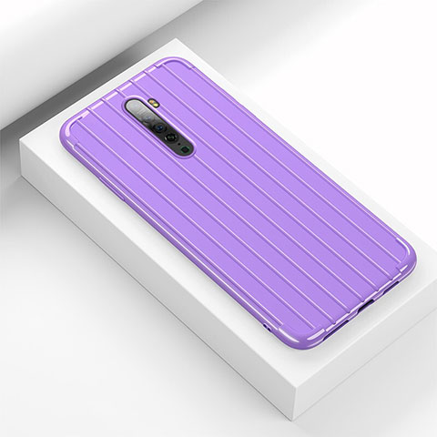 Funda Silicona Carcasa Goma Line para Oppo Reno2 Morado