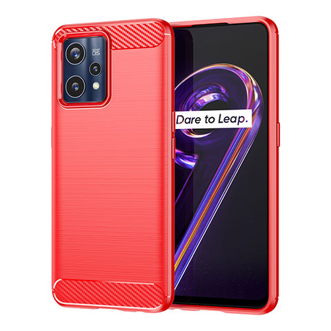 Funda Silicona Carcasa Goma Line para Realme 9 4G Rojo