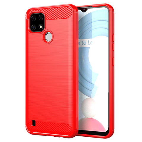 Funda Silicona Carcasa Goma Line para Realme C25Y India Rojo