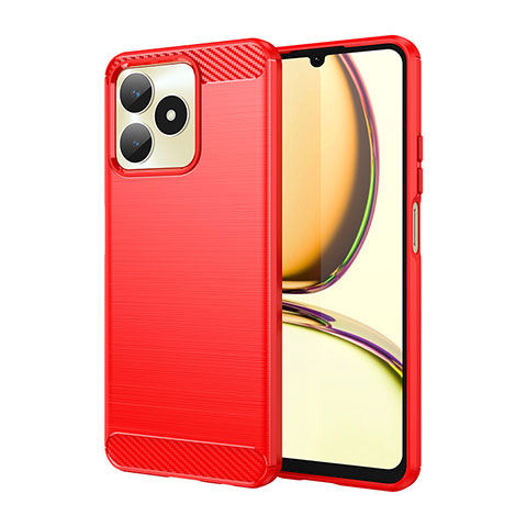 Funda Silicona Carcasa Goma Line para Realme C67 Rojo