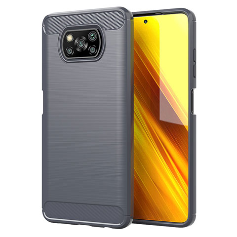 Funda Silicona Carcasa Goma Line para Xiaomi Poco X3 NFC Gris