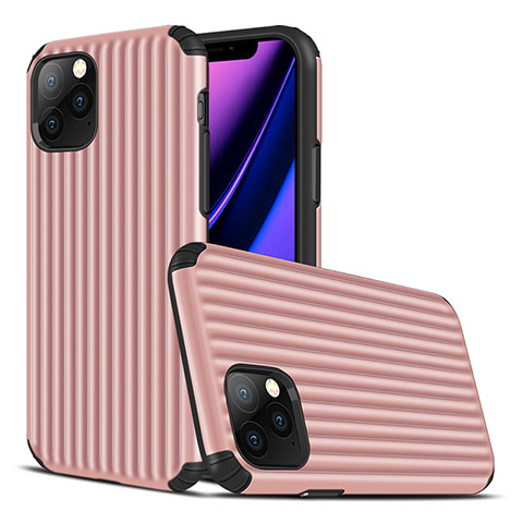 Funda Silicona Carcasa Goma Line Z01 para Apple iPhone 11 Pro Max Oro Rosa