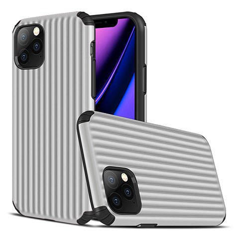 Funda Silicona Carcasa Goma Line Z01 para Apple iPhone 11 Pro Plata