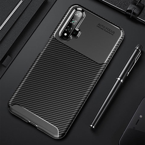 Funda Silicona Carcasa Goma Twill para Huawei Honor 20 Negro