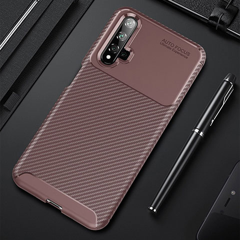 Funda Silicona Carcasa Goma Twill para Huawei Nova 5 Pro Marron