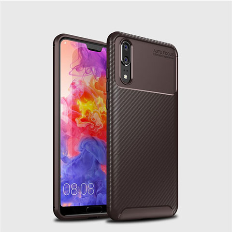 Funda Silicona Carcasa Goma Twill para Huawei P20 Marron