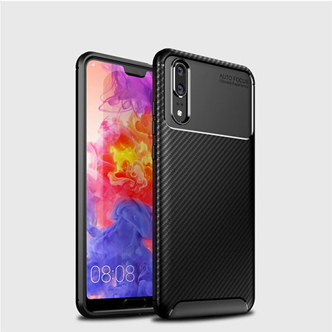 Funda Silicona Carcasa Goma Twill para Huawei P20 Negro