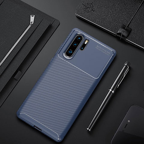 Funda Silicona Carcasa Goma Twill para Huawei P30 Pro Azul