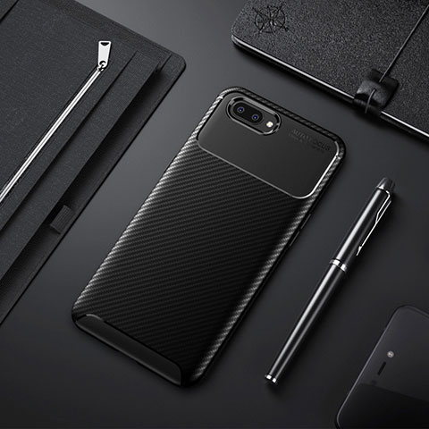 Funda Silicona Carcasa Goma Twill para Oppo A5 Negro