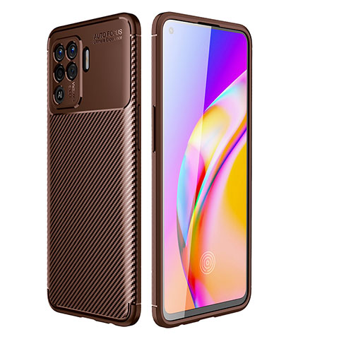 Funda Silicona Carcasa Goma Twill para Oppo Reno5 F Marron