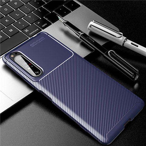 Funda Silicona Carcasa Goma Twill para Sony Xperia 1 II Azul