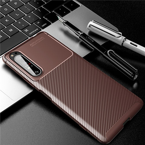 Funda Silicona Carcasa Goma Twill para Sony Xperia 1 II Marron