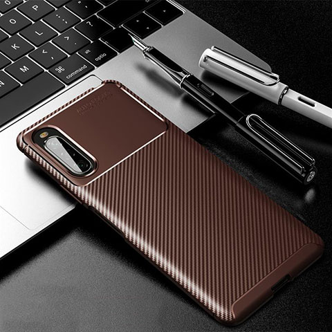 Funda Silicona Carcasa Goma Twill para Sony Xperia 10 II Marron