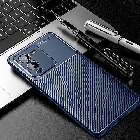 Funda Silicona Carcasa Goma Twill para Vivo V25 Pro 5G Azul