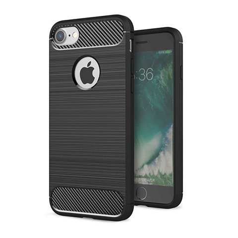 Funda Silicona Carcasa Goma Twill S01 para Apple iPhone 7 Negro