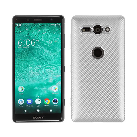 Funda Silicona Carcasa Goma Twill S01 para Sony Xperia XZ2 Compact Plata