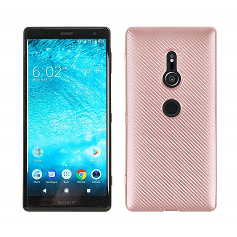 Funda Silicona Carcasa Goma Twill S01 para Sony Xperia XZ2 Oro Rosa