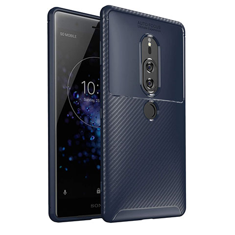 Funda Silicona Carcasa Goma Twill S01 para Sony Xperia XZ2 Premium Azul