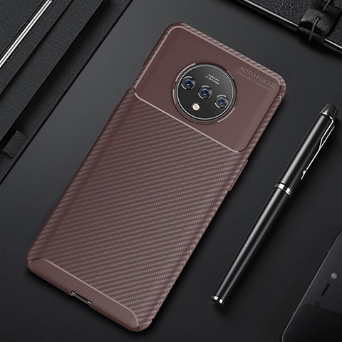 Funda Silicona Carcasa Goma Twill Y01 para OnePlus 7T Marron