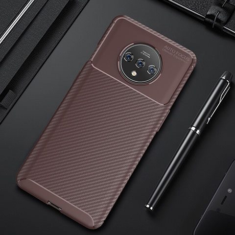 Funda Silicona Carcasa Goma Twill Y02 para OnePlus 7T Marron