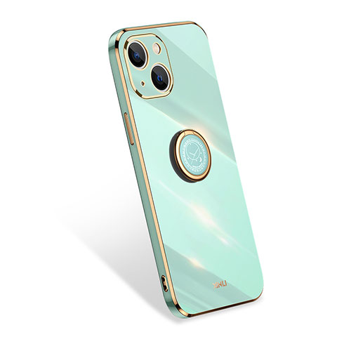 Funda Silicona Carcasa Ultrafina Goma con Anillo de dedo Soporte para Apple iPhone 13 Mini Verde