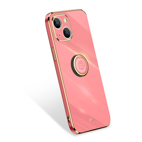 Funda Silicona Carcasa Ultrafina Goma con Anillo de dedo Soporte para Apple iPhone 14 Plus Rosa