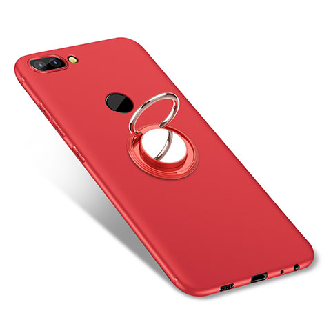 Funda Silicona Carcasa Ultrafina Goma con Anillo de dedo Soporte para Huawei Enjoy 7S Rojo