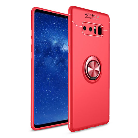 Funda Silicona Carcasa Ultrafina Goma con Anillo de dedo Soporte para Samsung Galaxy Note 8 Rojo