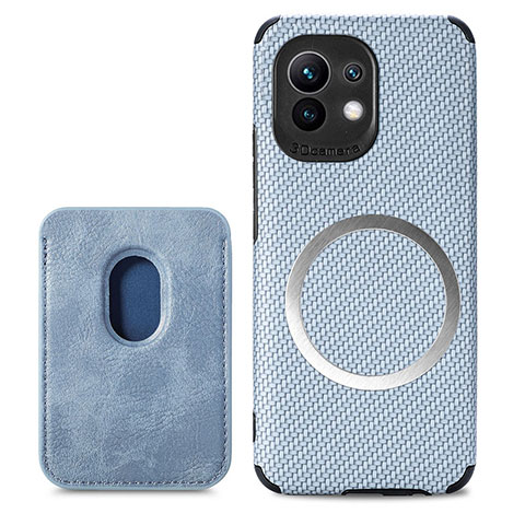 Funda Silicona Carcasa Ultrafina Goma con Magnetico A05 para Xiaomi Mi 11 Lite 5G Azul