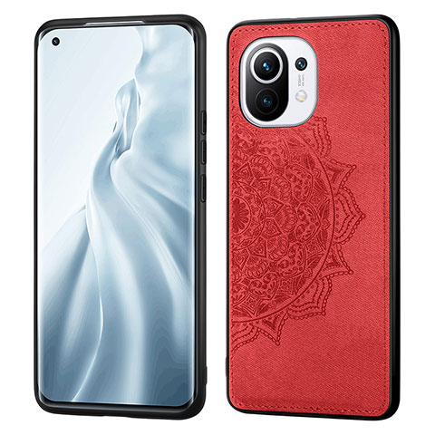 Funda Silicona Carcasa Ultrafina Goma con Magnetico A07 para Xiaomi Mi 11 Lite 4G Rojo