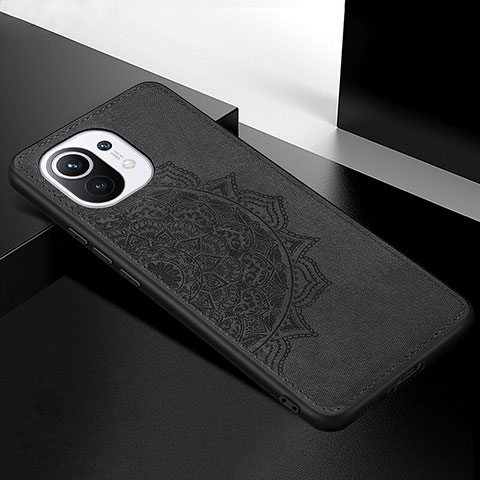 Funda Silicona Carcasa Ultrafina Goma con Magnetico A08 para Xiaomi Mi 11 Lite 5G NE Negro