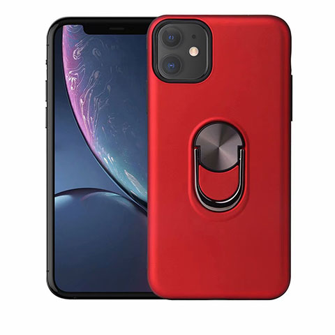 Funda Silicona Carcasa Ultrafina Goma con Magnetico Anillo de dedo Soporte A01 para Apple iPhone 11 Rojo