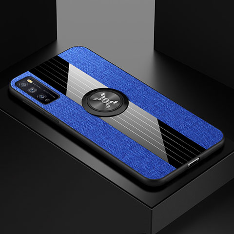 Funda Silicona Carcasa Ultrafina Goma con Magnetico Anillo de dedo Soporte A01 para Huawei Enjoy 20 Pro 5G Azul