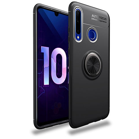 Funda Silicona Carcasa Ultrafina Goma con Magnetico Anillo de dedo Soporte A01 para Huawei Honor 20E Negro