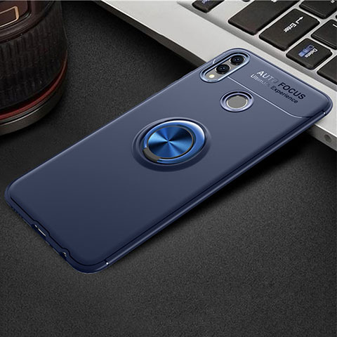 Funda Silicona Carcasa Ultrafina Goma con Magnetico Anillo de dedo Soporte A01 para Huawei Honor View 10 Lite Azul