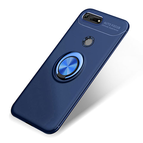 Funda Silicona Carcasa Ultrafina Goma con Magnetico Anillo de dedo Soporte A01 para Huawei Honor View 20 Azul