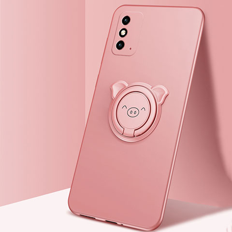 Funda Silicona Carcasa Ultrafina Goma con Magnetico Anillo de dedo Soporte A01 para Huawei Honor X10 Max 5G Oro Rosa