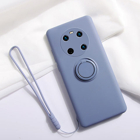 Funda Silicona Carcasa Ultrafina Goma con Magnetico Anillo de dedo Soporte A01 para Huawei Mate 40 Gris Lavanda