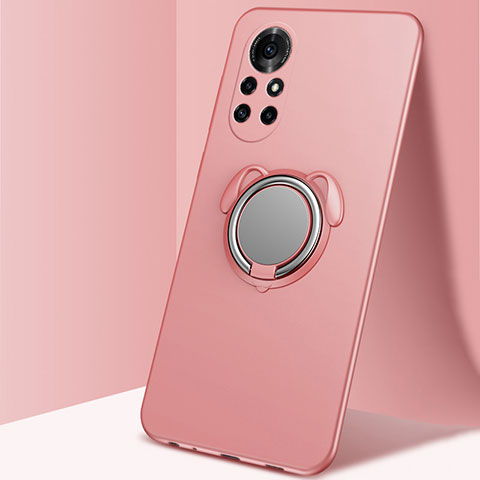 Funda Silicona Carcasa Ultrafina Goma con Magnetico Anillo de dedo Soporte A01 para Huawei Nova 8 5G Oro Rosa