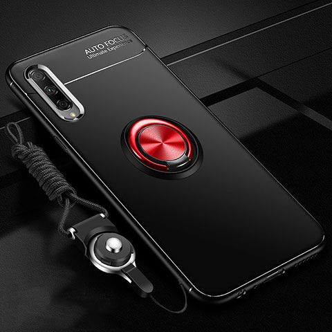 Funda Silicona Carcasa Ultrafina Goma con Magnetico Anillo de dedo Soporte A01 para Huawei P Smart Pro (2019) Rojo y Negro