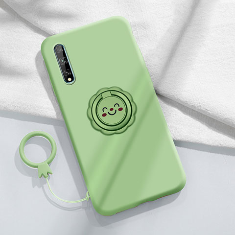 Funda Silicona Carcasa Ultrafina Goma con Magnetico Anillo de dedo Soporte A01 para Huawei P smart S Cian